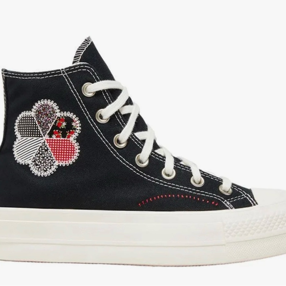 Converse Black High-Tops with Patchwork Design NWT - image 1